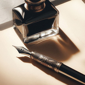 Ongeschreven briefpapier waar een pen op klaarligt.